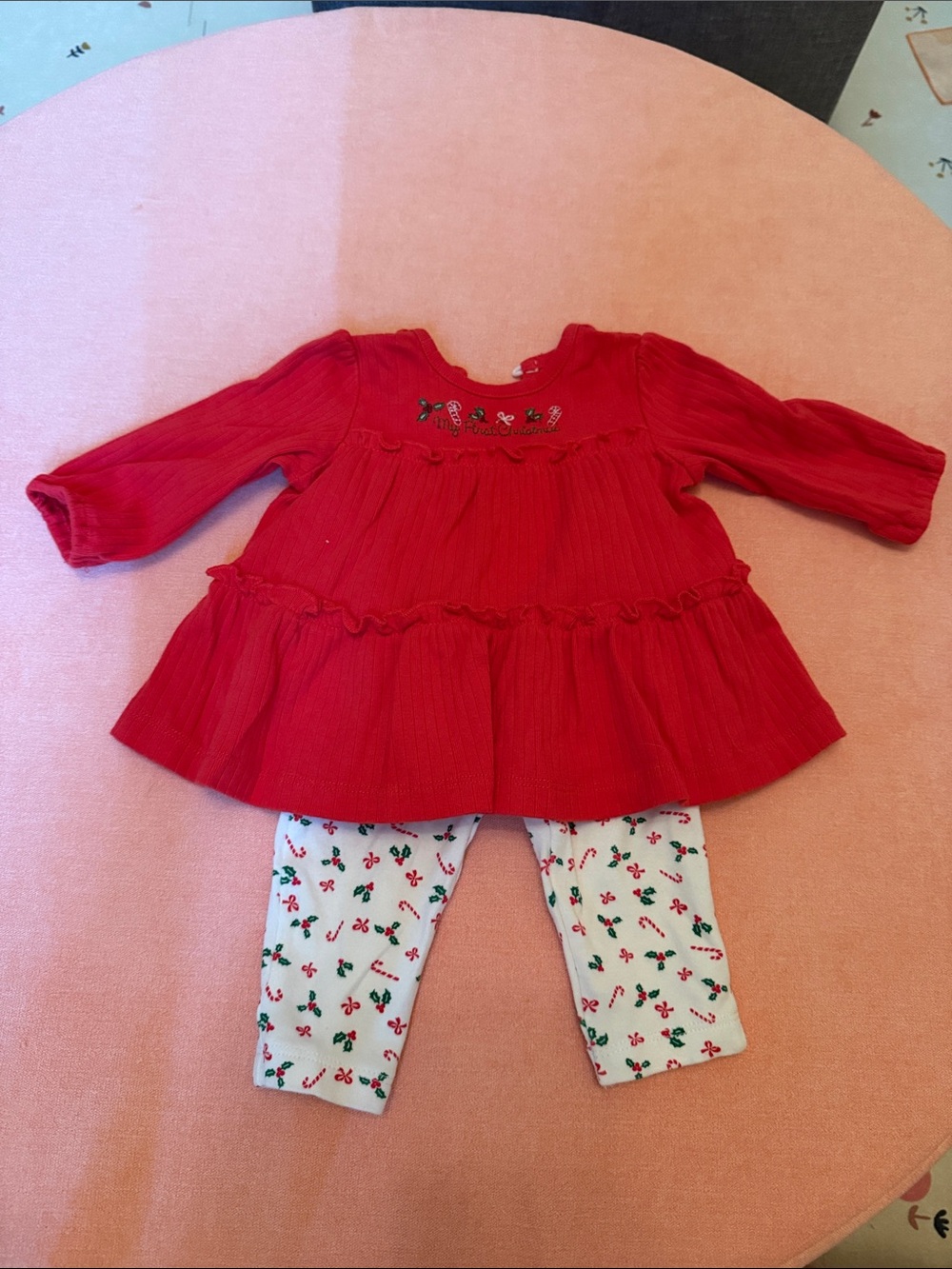 Little Me Red Tiered Ruffle Long-Sleeve my first Christmas
